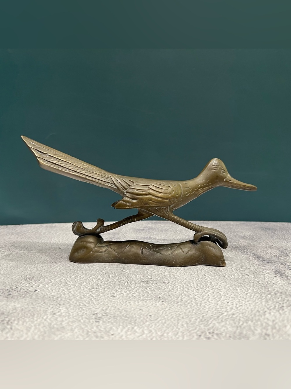 Vintage Mid Century Modern Brass Roadrunner Sculpture Southwestern 60s/70s